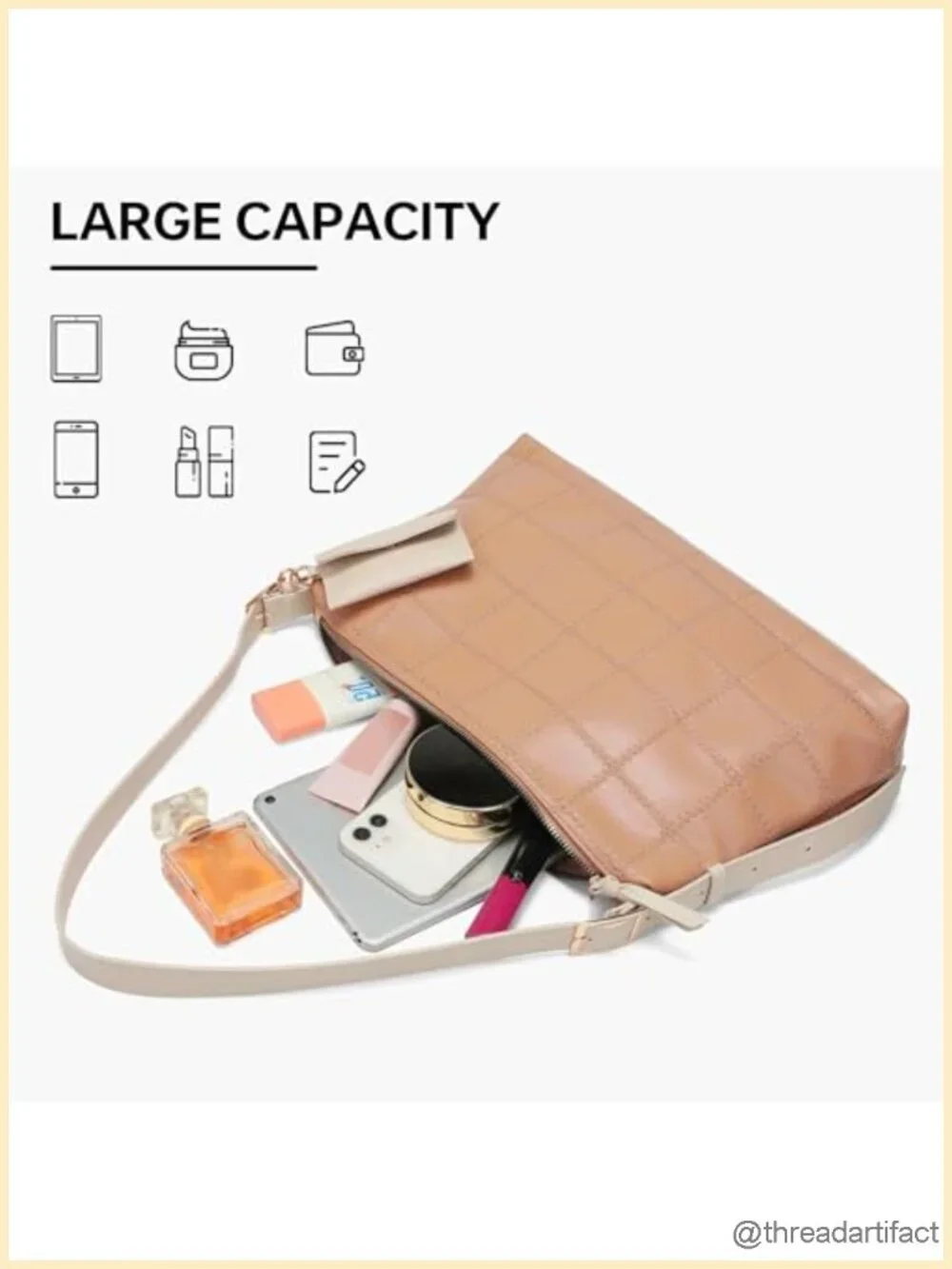 Classic Checkered Hobo Bag with Adjustable Strap Vegan Leather